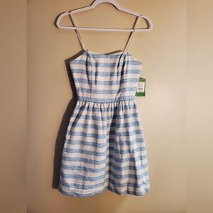 NWT Lilly Pulitzer Flutter Blue Peyton Dress Lurex Boucle Stripe Size 00